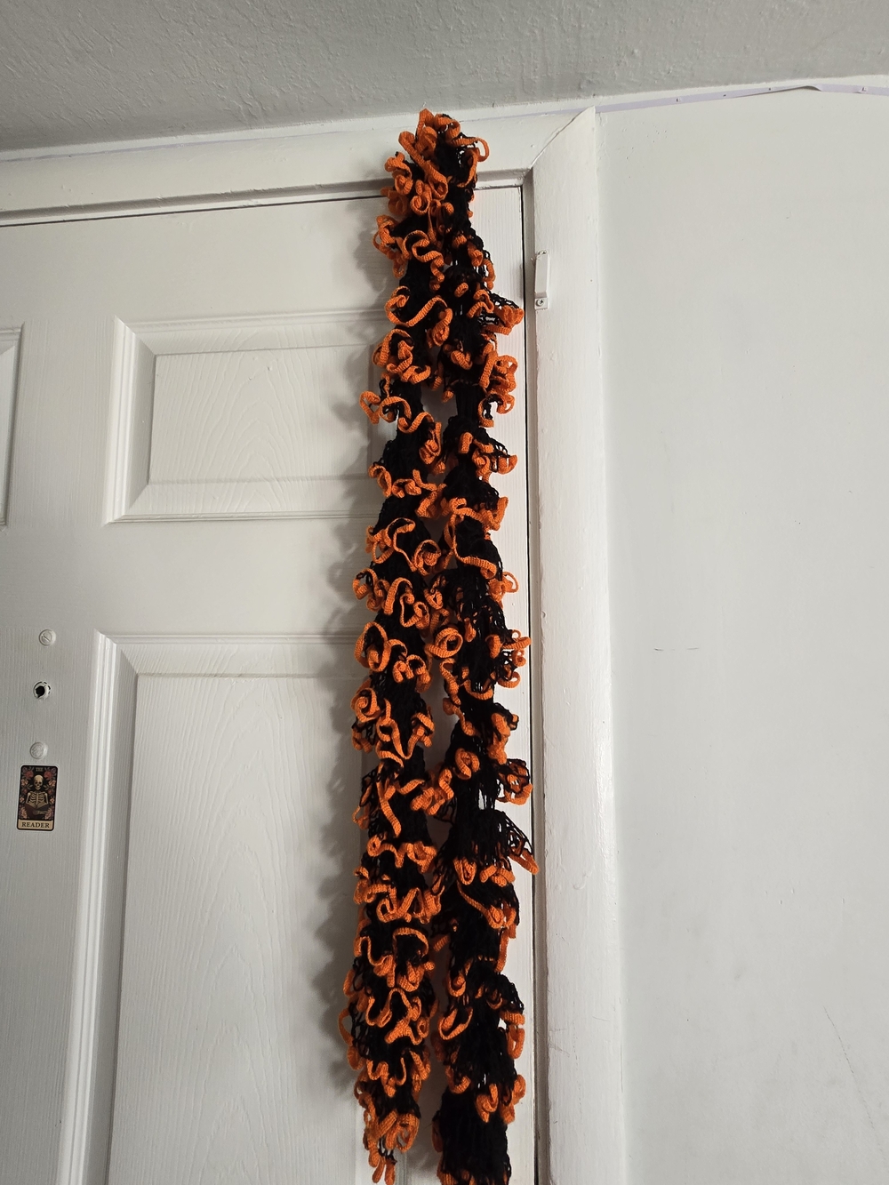 Handmade Ruffle Scarf in Black and Orange